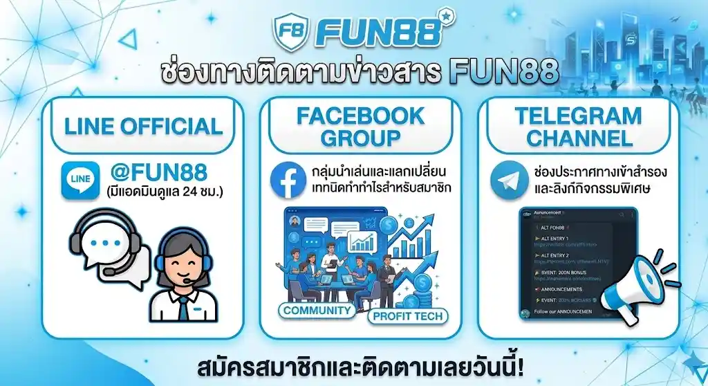 ช่องทางติดตามอัปเดตและรับข่าวสารจาก-fun88